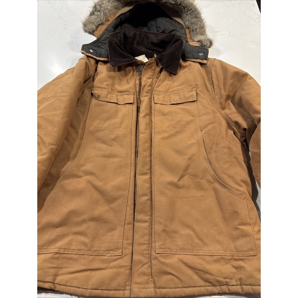 Mens 45 Vtg Artic Carhartt Jacket CO186 Heavy Barn Work Chore Coat Duck Hood XL